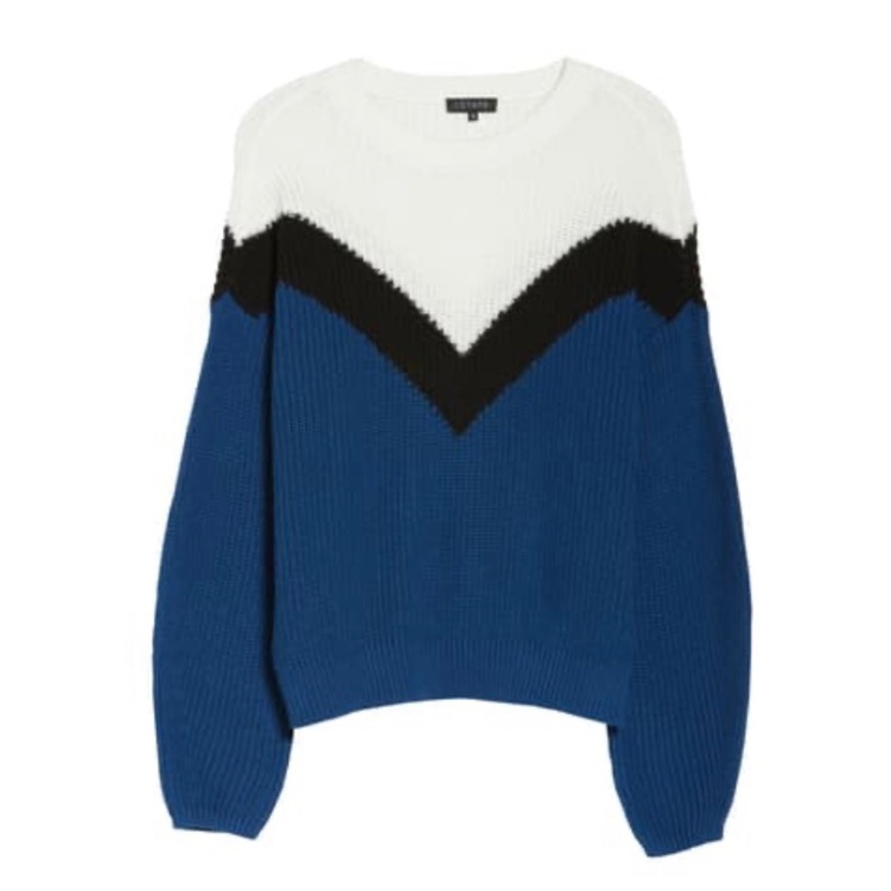 1. State Women's Sweater in Blue, Black, and White